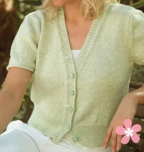 Easy To Knit Short Sleeve ladies Cardigan DK LAMINATED Knitting Pattern 32-42 - Picture 1 of 1