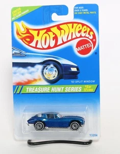 HOT WHEELS 1995 CACCIA AL TESORO '63 CORVETTA FINESTRA DIVISA, BLU, PILOTI VERI - Foto 1 di 4