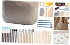 Natural Air-Dry Modeling Clay - 10LBs with 40 Pcs Pottery Sculpting Tool Gray