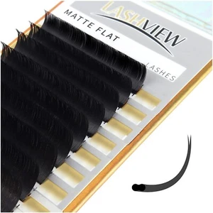LASHVIEW Eyelash Extensions, Matt Flat Individual Saloon Quality D+ 12mm 0.20 - Picture 1 of 7
