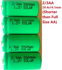 4 x SOLAR 2/3AA RECHARGEBLE BATTERIES FOR SOLAR GARDEN LIGHTS 29.7 x 14.2 - Picture 1 of 1