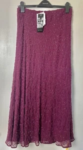 JOANNA HOPE Dark Red Pink Embellished Beaded Maxi Skirt Size UK 14 New - Picture 1 of 12