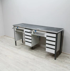 Freuding Labortisch Doppelarbeitsplatz mit Schrank Luft Püster gebraucht TOP - Bild 1 von 10
