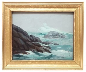 LISTED AMERICAN FRANCIS DIXON ORIG O/B MARITIME SEASCAPE WAVES SHORELINE ROCKS - Picture 1 of 8