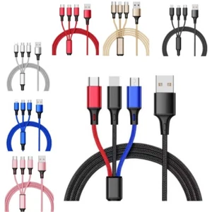 Cable de carga multi USB 1,2 m 3 en 1 tipo C micro USB cable de carga rápida teléfono - Imagen 1 de 13