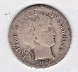 Dime da barbiere 1912 in BUONE condizioni pz 1001~ CERCHIO COMPLETO SU ENTRAMBI I LATI. - Foto 1 di 4