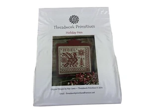 Threadwork Primitives Holiday Hen Noel Cross Stitch Pattern Primitive - Picture 1 of 4