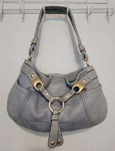 B. Makowsky weiche puderblaue Lederhandtasche goldene Akzente Hobo Handtasche Schulter  - Bild 1 von 16