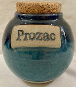 Tarro de dinero de cerámica de gres con corcho "Prozac" nueva cerámica Tumbleweed - Imagen 1 de 8