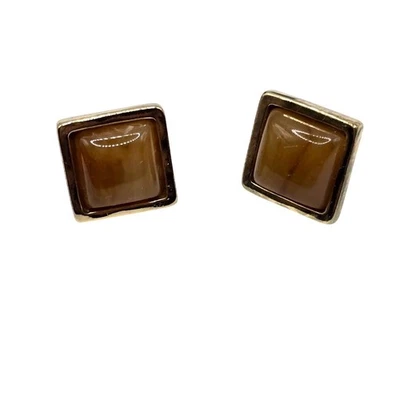 Pendientes Chicos Chico's Perforados Marrón Cuadrado Forma Cuentas Tono Dorado SKU2232 Foto 1 de 4