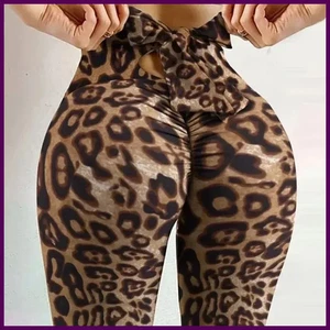 High Waist Sexy Butterfly Printed Bowknot Yoga Bow Bandage Tights - Picture 1 of 26