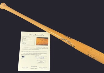 Bate Hank Aaron & Eddie Mathews tamaño completo firmado múltiple - Certificado JSA Foto 1 de 4