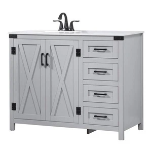 Elegant Decor Grant 42" Aluminum MDF Single Bathroom Vanity in Gray - Picture 1 of 8