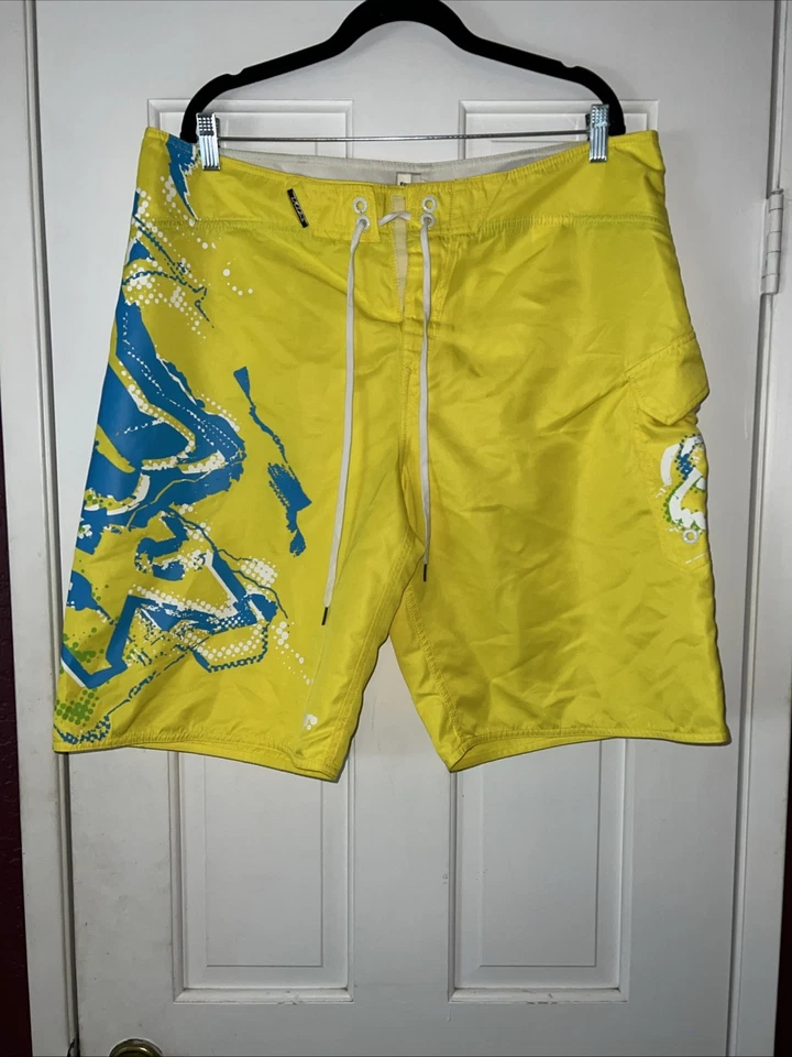 Pantalones Cortos Fox Racing Para Hombre 38 Amarillo Bañador Playa Cordón Informal Surf Foto 1 de 4