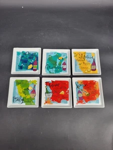 Set of 6 Crate & Barrel Wine Country Square Appetizer / Snack / Cheese Plates  - Picture 1 of 19