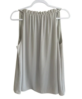 全新带标签 H&M 浅灰色无袖领带衬衫上衣女式中号衬里新品 — 第 1/4 张图片