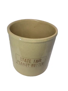 Vintage State Fair Peanut Butter Ceramic Crock R.R.P. Co. Roseville Ohio - Picture 1 of 8