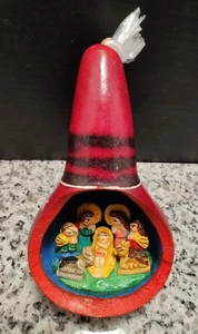 Adorno Navidad Belén 4". Calabaza tallada vintage. Diorama de arte popular Creche. - Imagen 1 de 9