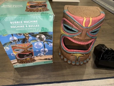 Luau Idol Brown 12” Tiki Head Hawaiian Beach Patio Party Bubble Machine - Image 1 of 4