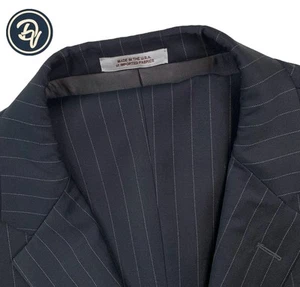 Mens 46 R Hickey Freeman Black Pinstripe Modern Fit Wool Suit Made USA - Picture 1 of 23