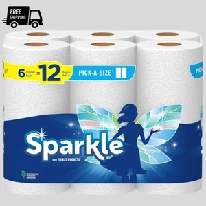 Sparkle Pick-A-Size Paper Towels, 6 Double Rolls = 12 Regular Rolls new - Picture 1 of 5