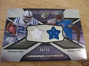 2008 SPX WINNING COMBOS JOSEPH ADDAI/KEVIN SMITH #46/49 Dual Jerseys