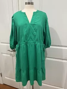 New! Nanette Lapore Linen Blend Dress 3/4 Sleeve Green Size 16 NWT - Picture 1 of 13