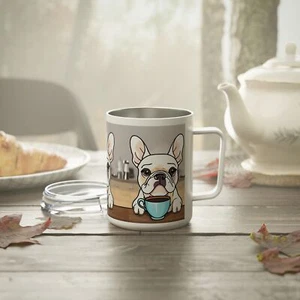 Adorable French Bulldog Insulated Coffee Mug, Cute Dog Lover Gift, Pet Owner - Picture 1 of 7