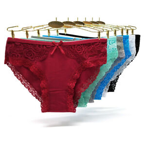 6 Pcs Women's Sexy Cotton Lace Low Cut Briefs Panties Lingerie Underwear S M L