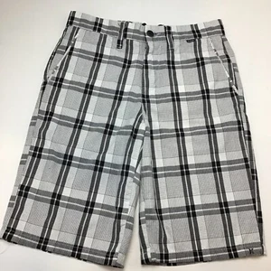 Hurley Shorts, Size 28”. 10.5” Inseam. Black, White Plaid. - Picture 1 of 13