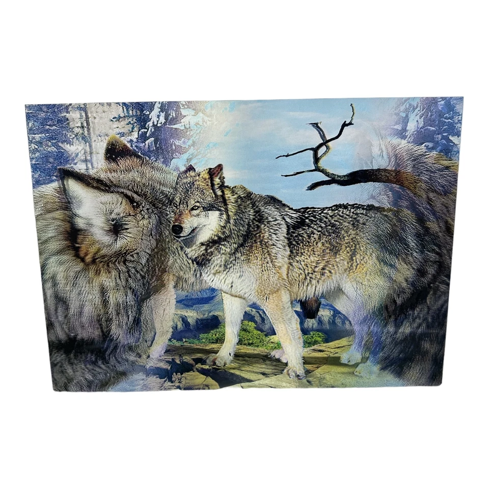 Imagen holográfica 3D de pareja de lobos lenticulares (13,5" x 9,5") Foto 1 de 1