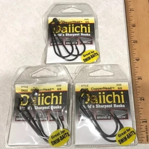 Daiichi 6/0 Swim Bait Hooks CopperHead D62Z Lot 3 Packs - 9 Hooks NEW - Picture 1 of 4