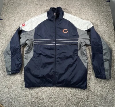 Chicago Bears Windbreaker NFL  Men’s Blue Orange Full Zip Jacket Size Large - Image 1 of 4