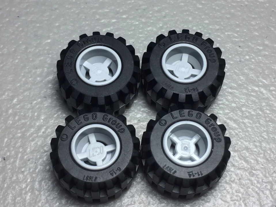 LEGO 6x Wheel Tire 11mm Diameter X 12mm - Gray Rims