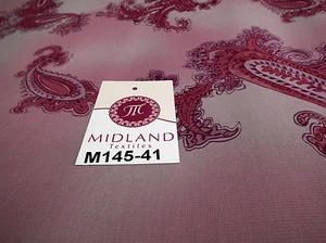 Pink Paisley Printed chiffon Dress fabric 45" M145-41 Mtex - Picture 1 of 11