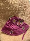 NWT Kidorable girls purple sun hat with flowers & butterfly-tie straps