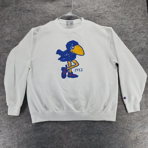 KU Jayhawks Sweatshirt Mens Extra Large Champion Long Sleeve White Cover
