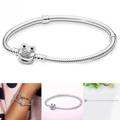 Bracciale braccialetto da donna civetta argento 800 sterling silver charms nuovo - Immagine 1 di 3