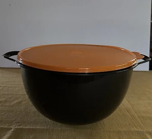Tupperware Negro Brillo Mega Thatsa Cuenco con Sello Naranja 42 Tazas Nuevo - Imagen 1 de 1