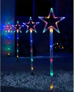 Weihnachtsstern Pfahllichter 4 Stck. LED Outdoor Groß Netzdekoration Weihnachtsdekor - Bild 1 von 24