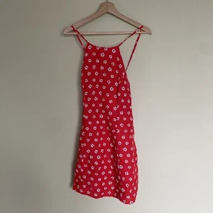 New Zara Linen viscose Floral Print Mini Dress Red L - Picture 1 of 7
