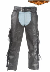 Tiras de cuero para motocicleta para hombre con trenza, flecos y cremallera funcionan a lo largo del lado - Imagen 1 de 9