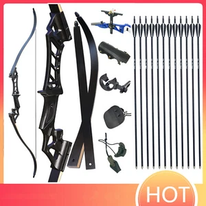 Arco recurvo derribo 40-70 lb 58"" 12 flechas diestro extremidad reemplazable tiro con arco - Imagen 1 de 19