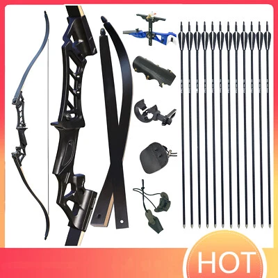 40-70LBS 58'' Takedown Recurve Bow 12 Arrows RH Replaceable Limb Archery - Image 1 of 4