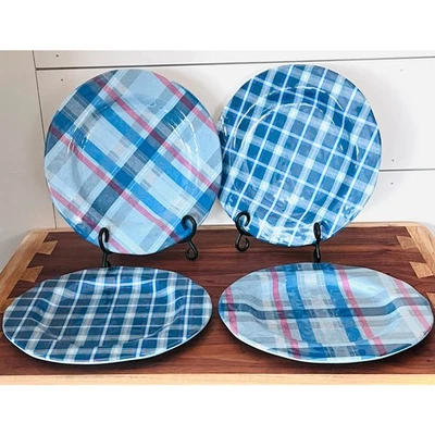 Juego de 4 platos de ensalada a cuadros de melamina TAG 9 pulgadas G11660 Foto 1 de 4