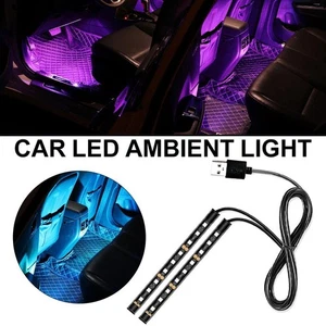 USB LED Car Interior Ambient Foot Strip Light Kit Neon Atmosphere Decorativen ♈ - Bild 1 von 16