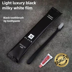 1 Stück Reisezahnbürste & Zahnpasta Premium Soft Borsten Set Black Edition Luxus - Bild 1 von 4