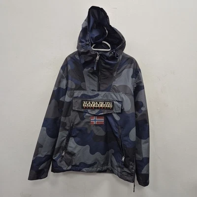 Napapijri Summer Anorak Taped Seams 1/4 Zip Camouflage Jacket Hooded Size Large - Image 1 of 4