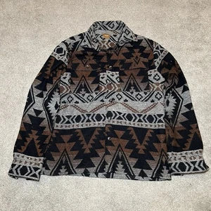 Common People Jacket Size Medium M Navajo Aztec Brown Grey Overshirt Shacked - Picture 1 of 13