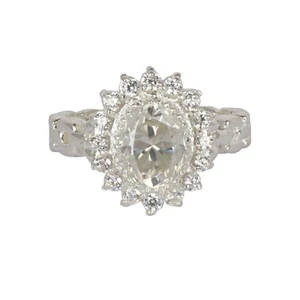 Anello solitario diamante bianco ovale certificato 5 ct in argento sterling 925 gioielli - Foto 1 di 6